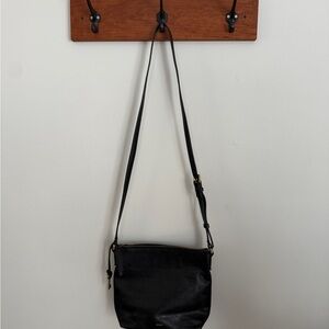 Fossil Black Leather Crossbody Bag – Key Charm